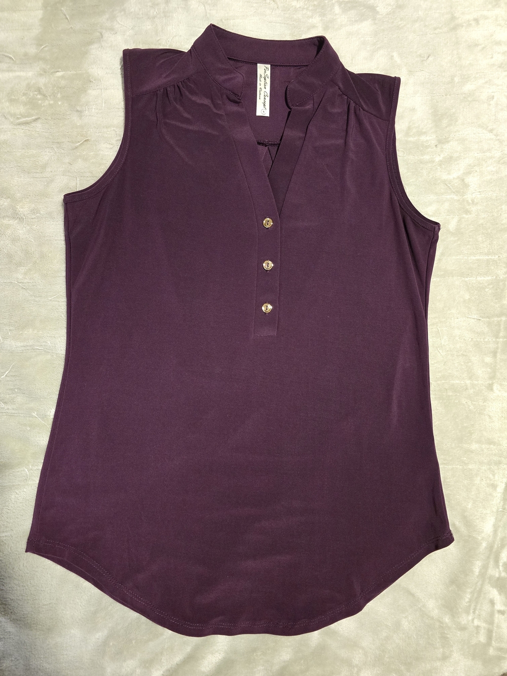 Perception Concept Plum Purple Sleeveless Henley Blouse M